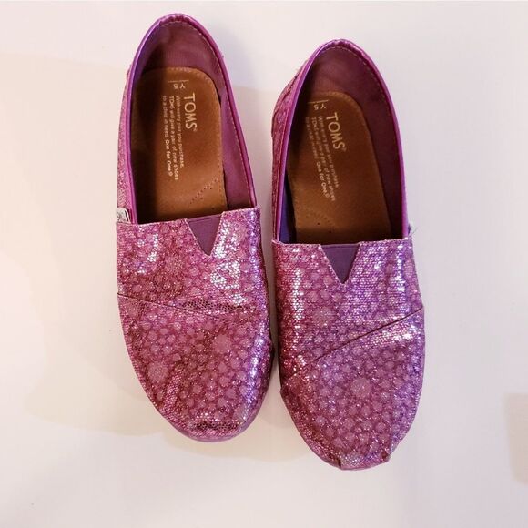 TOMS Pink Glitter Bubble Pattern Girls Shoes - Picture 1 of 8